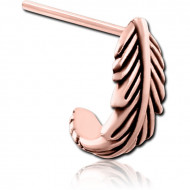 ROSE GOLD PVD COATED SURGICAL STEEL STRAIGHT WRAP AROUND NOSE STUD - FEATHER PIERCING
