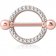 ROSE GOLD PVD COATED SURGICAL STEEL CRYSTALINE JEWELLED NIPPLE SHIELD PIERCING