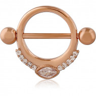 ROSE GOLD PVD COATED SURGICAL STEEL JEWELED NIPPLE SHIELD
