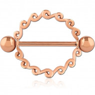 ROSE GOLD PVD COATED SURGICAL STEEL JEWELED NIPPLE SHIELD PIERCING