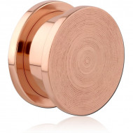 ROSE GOLD PVD COATED STAINLESS STEEL THREADED TUNNEL WITH SURGICAL STEEL TOP