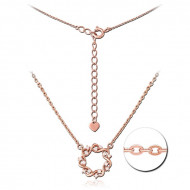 STERLING SILVER 925 ROSE GOLD PLATED JEWELED NECKLACE WITH PENDANT