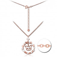 STERLING SILVER 925 ROSE GOLD PLATED JEWELED NECKLACE WITH PENDANT