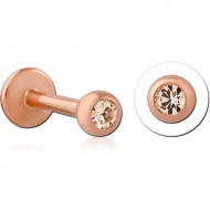 ROSE GOLD PVD COATED TITANIUM INTERNALLY THREADED JEWELED MICRO LABRET PIERCING