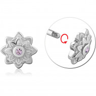 SURGICAL STEEL MICRO THREADED JEWELED FLOWER ATTACHMENT