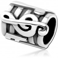 SURGICAL STEEL BEAD 5.0 - 5.8 MM HOLE - MUSIC NOTE