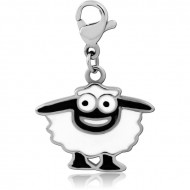 SURGICAL STEEL JEWELED CHARM WITH LOBSTER LOCKER