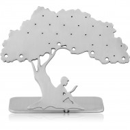 SURGICAL STEEL MATT FINISH COMBO DISPLAY HOLE 1.8 MM FOR CLICKERS AND HOLE 0.6 MM FOR THREADLESS TOPS WITH SILICONE SLEEVE-TREE-MAN UNDER THE TREE PIERCING