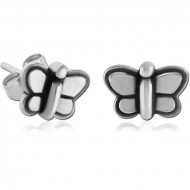 SURGICAL STEEL EAR STUDS PAIR - BUTTERFLY