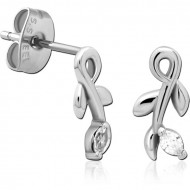 SURGICAL STEEL JEWELED EAR STUDS PAIR