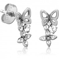 SURGICAL STEEL JEWELED EAR STUDS PAIR