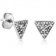 SURGICAL STEEL JEWELED EAR STUDS PAIR