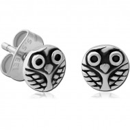 SURGICAL STEEL EAR STUDS PAIR - OWL