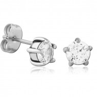 SURGICAL STEEL JEWELED EAR STUDS PAIR