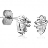 SURGICAL STEEL JEWELED EAR STUDS PAIR