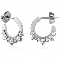 SURGICAL STEEL JEWELED EAR STUDS PAIR