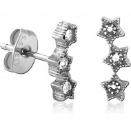 SURGICAL STEEL JEWELED EAR STUDS PAIR