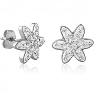 SURGICAL STEEL CRYSTALINE JEWELED EAR STUDS PAIR