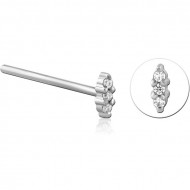 SURGICAL STEEL STRAIGHT JEWELED NOSE STUD PIERCING