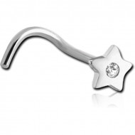SURGICAL STEEL CURVED JEWELLED STAR NOSE STUD PIERCING