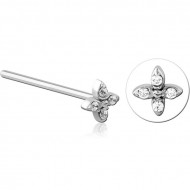 SURGICAL STEEL STRAIGHT JEWELED NOSE STUD PIERCING