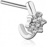 SURGICAL STEEL STRAIGHT JEWELLED WRAP AROUND NOSE STUD PIERCING