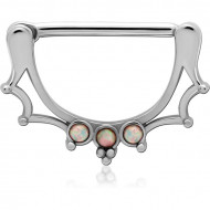 SURGICAL STEEL PRONG SET SYNTHETIC OPAL NIPPLE CLICKER