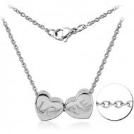 SURGICAL STEEL NECKLACE WITH PENDANT - LOVE TWO HEARTS