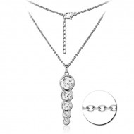 SURGICAL STEEL JEWELLED NECKLACE WITH PENDANT - CIRCLES