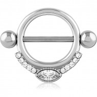 SURGICAL STEEL JEWELED NIPPLE SHIELD PIERCING