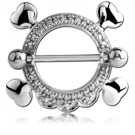 SURGICAL STEEL JEWELLED NIPPLE SHIELD - CIRCLE BONES