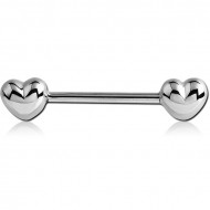 SURGICAL STEEL NIPPLE BAR - HEART PIERCING