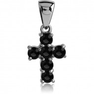 SURGICAL STEEL JEWELLED PENDANT - CROSS