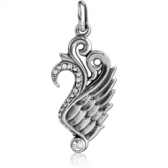 SURGICAL STEEL JEWELLED PENDANT - DRAGON WING