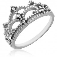 SURGICAL STEEL JEWELED RING - CROWN