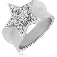 SURGICAL STEEL CRYSTALINE JEWELLED RING - STAR