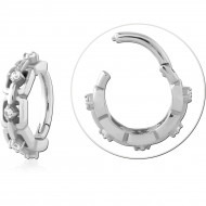 316L SURGICAL STEEL HINGED SEGMENT RING CHAIN LINK WITH ROUND GEMS