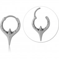 316L SURGICAL STEEL HINGE SEGMENT RING LONG TAPERED SPIKE DROP DESIGN