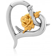 SURGICAL STEEL HINGED SEGMENT CLICKER WITH FLOWER ON THE CLICKER TWO TONE