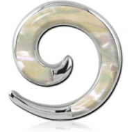 SURGICAL STEEL SYNTHETIC MOTHER OF PEARL EAR SPIRAL PIERCING