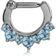 SURGICAL STEEL ROUND JEWELED HINGED SEPTUM CLICKER RING PIERCING