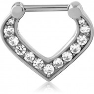 SURGICAL STEEL JEWELED HINGED SEPTUM CLICKER RING PIERCING