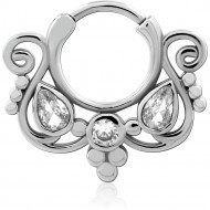 SURGICAL STEEL ROUND JEWELED HINGED SEPTUM CLICKER