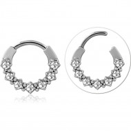 SURGICAL STEEL JEWELED HINGED SEPTUM CLICKER RING