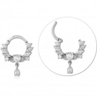 SURGICAL STEEL JEWELLED HINGED SEPTUM CLICKER RING