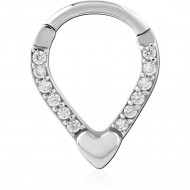 SURGICAL STEEL JEWELED HINGED SEPTUM CLICKER RING
