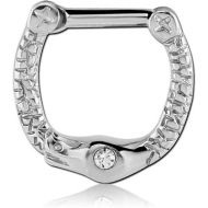 SURGICAL STEEL JEWELED SNAKE HINGED SEPTUM CLICKER RING