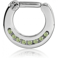 SURGICAL STEEL ROUND CHANNEL SET JEWELED HINGED SEPTUM CLICKER