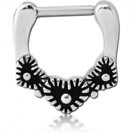 SURGICAL STEEL HINGED SEPTUM CLICKER - HEART