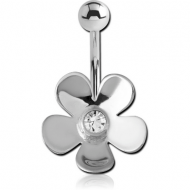 SILVER JEWELED FLOWER FASHION NAVEL BANANA